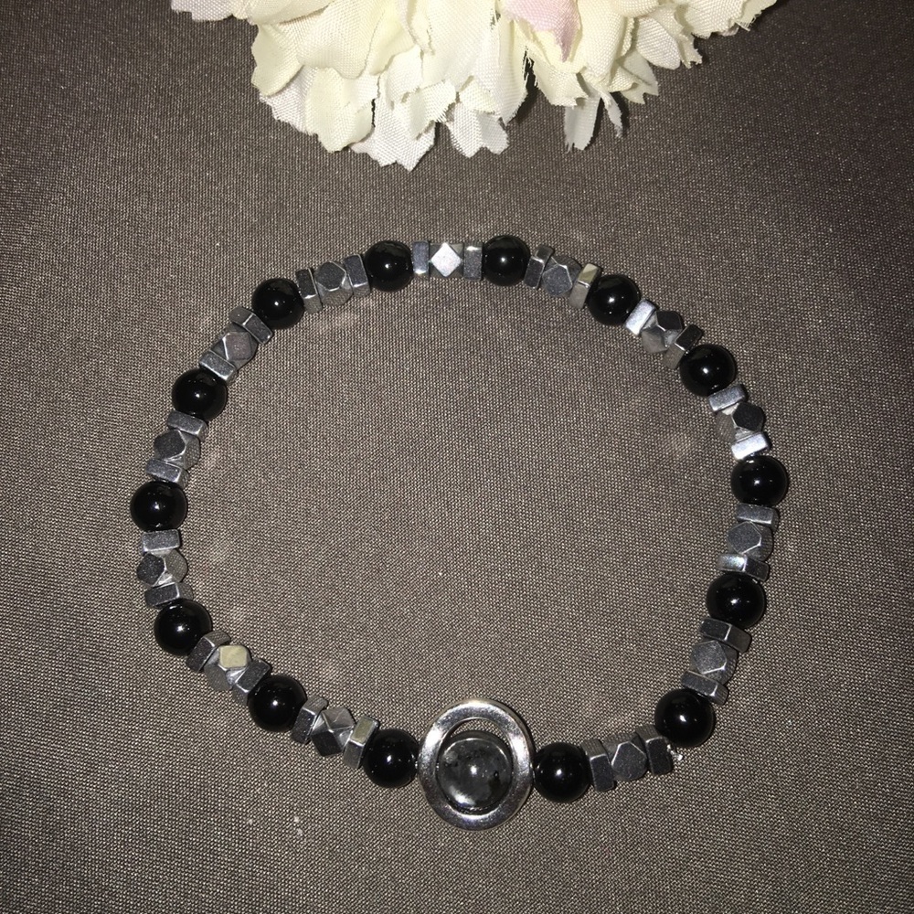 Beautiful fidget gemstone jasper/hematite bracelet - Picture 2 of 6